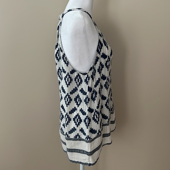 Lucky Brand tank top blue and cream diamond print women’s size medium - Picture 5 of 7